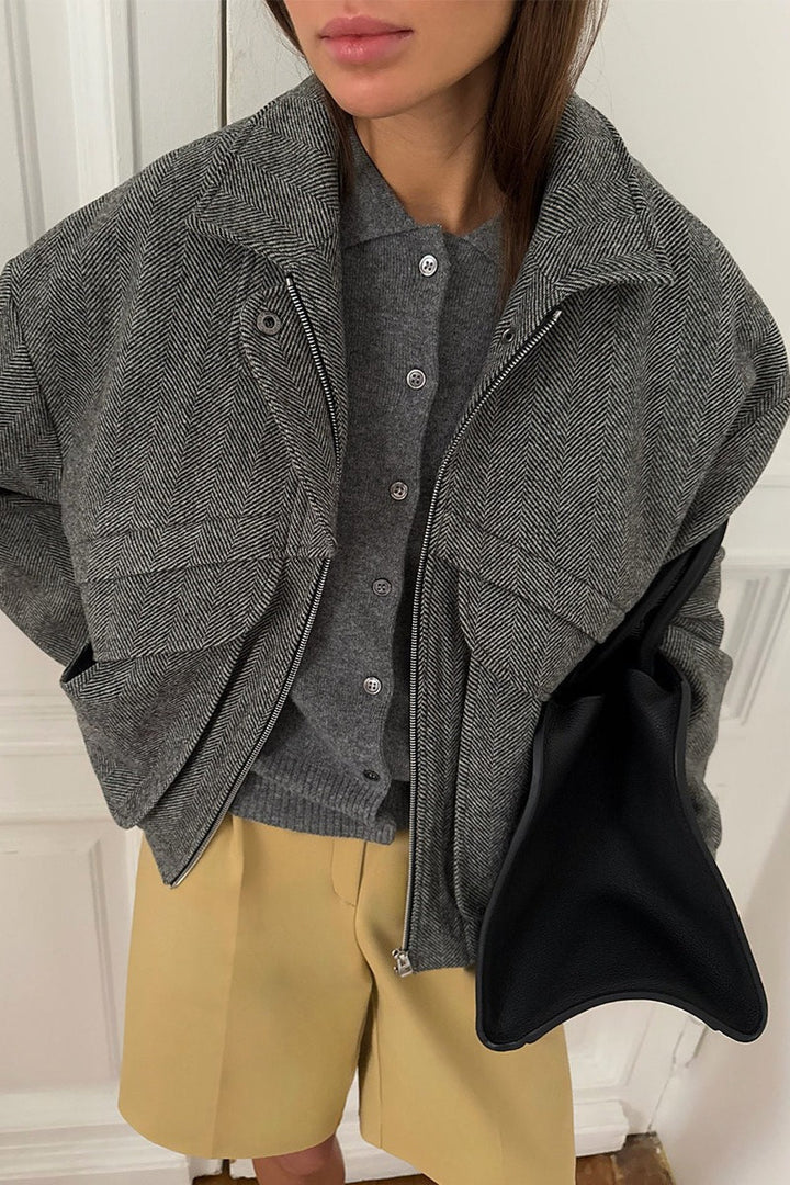 Women's Herringbone Coat with Stand Collar - photo 6