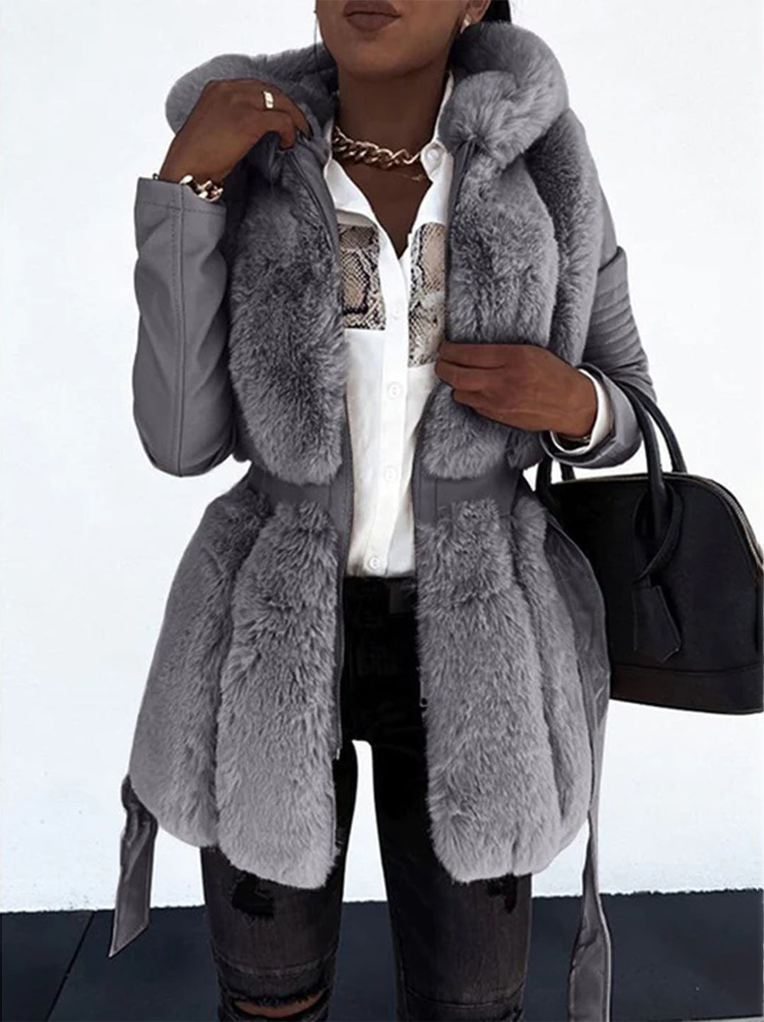 Women's Hooded Biker Jacket - photo 1