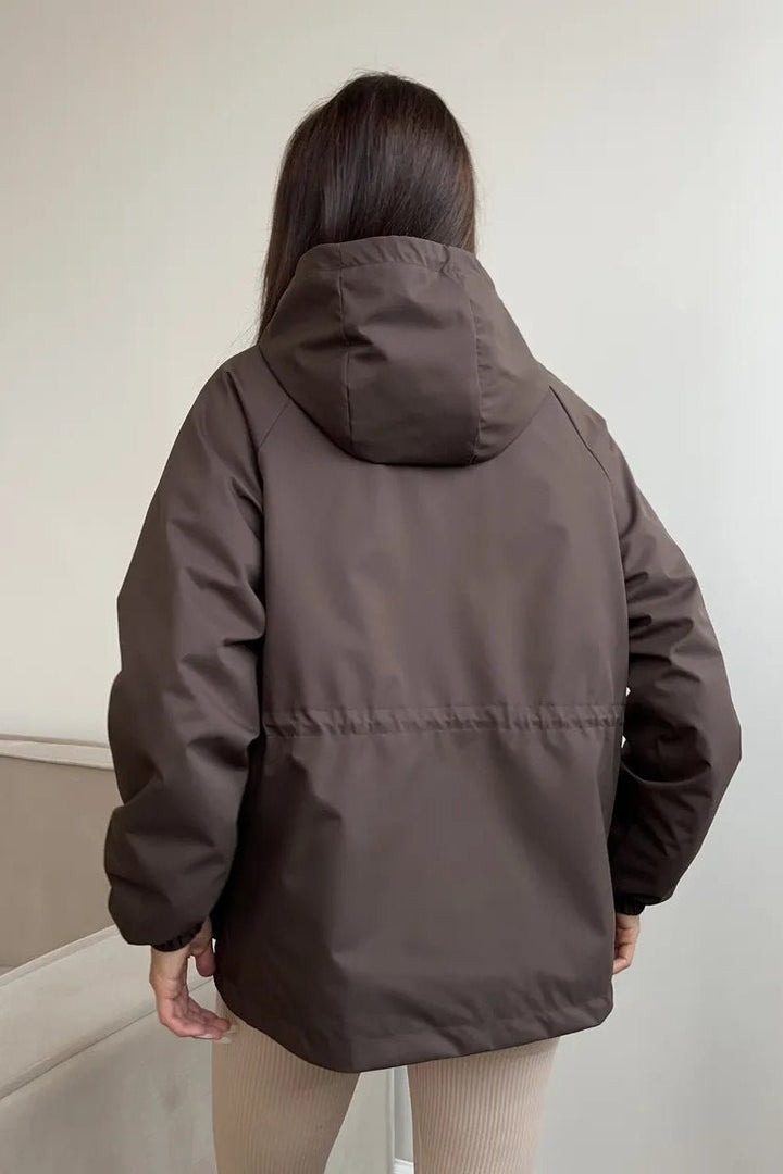 Women's Hooded Jacket with Drawstring Waist and Zip Front - photo 10