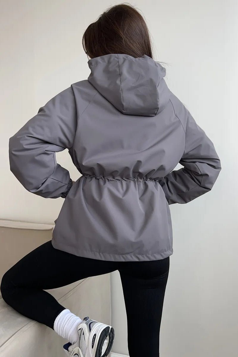 Women's Hooded Jacket with Drawstring Waist and Zip Front - photo 11