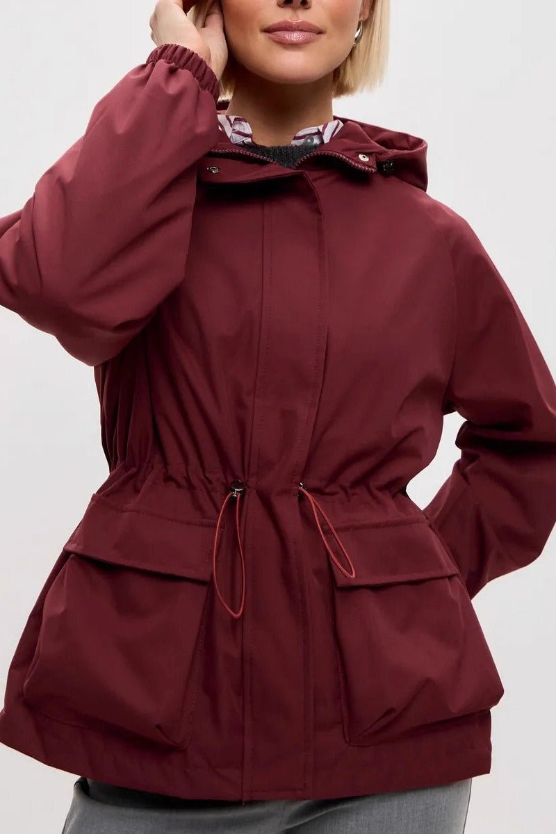 Women's Hooded Jacket with Drawstring Waist and Zip Front - photo 4
