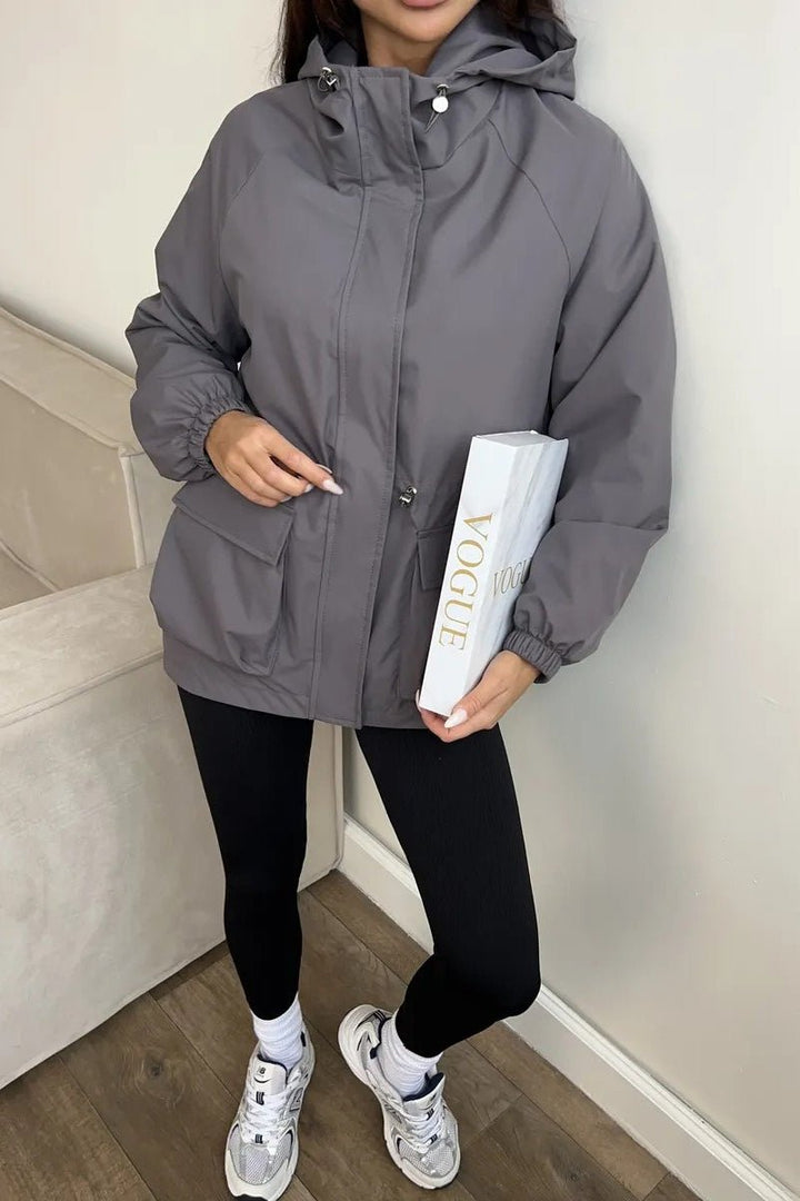 Women's Hooded Jacket with Drawstring Waist and Zip Front - photo 5