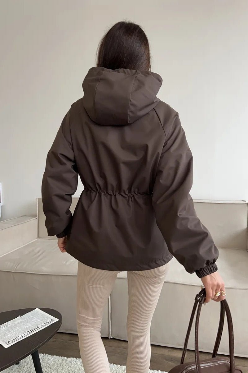 Women's Hooded Jacket with Drawstring Waist and Zip Front - photo 9