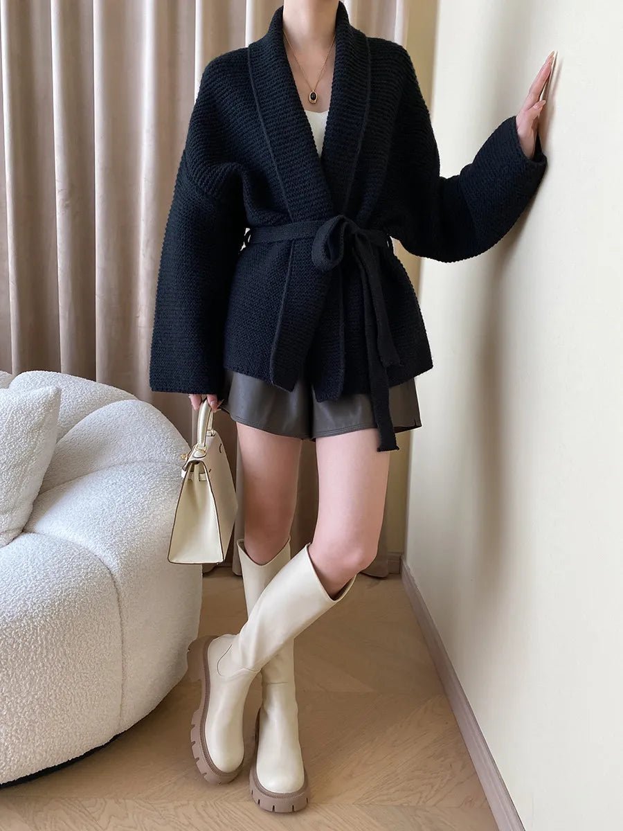 Women's Knitted Belted Cardigan - photo 8