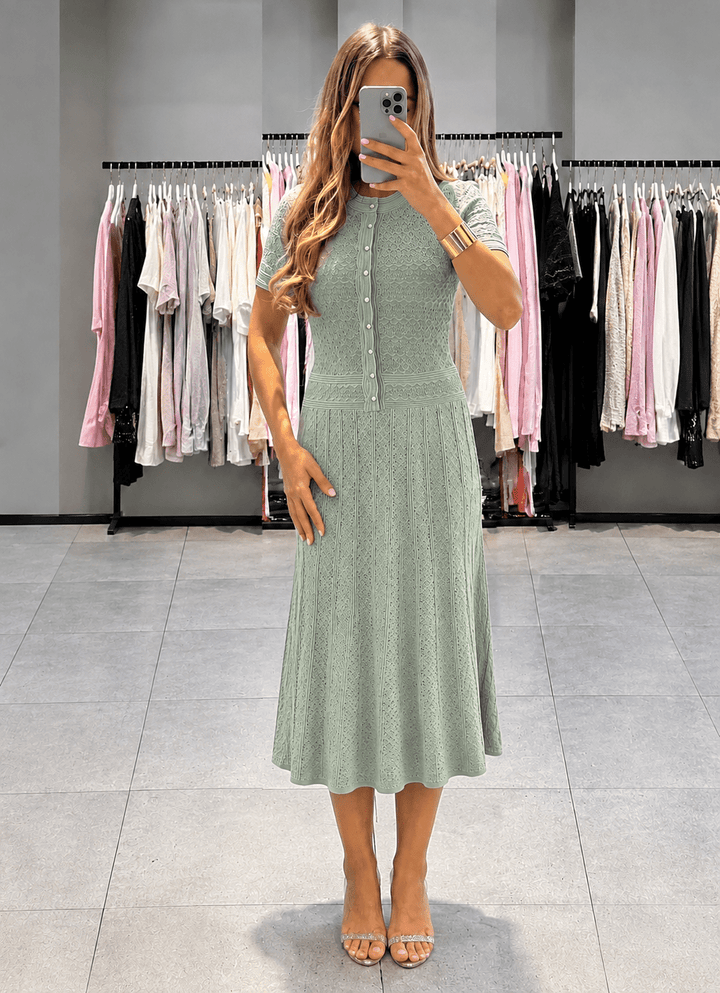 Women's Knitted Button-Front Midi Dress - photo 1