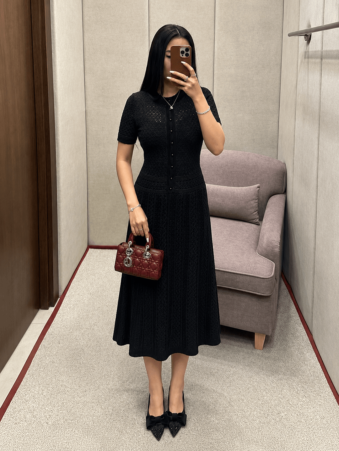 Women's Knitted Button-Front Midi Dress - photo 2