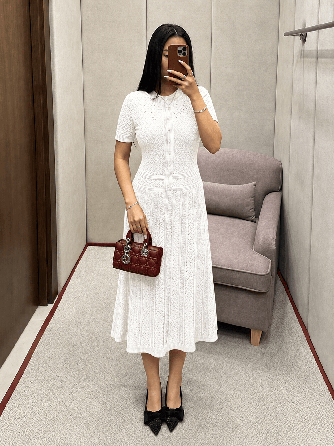 Women's Knitted Button-Front Midi Dress - photo 3