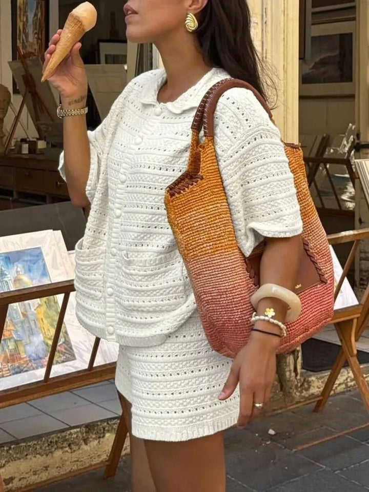 Women's Knitted Button-Front Two-Piece Set - photo 5