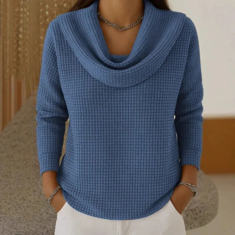 Women's Waffle Knit Jumper with Cowl Neck - photo 1