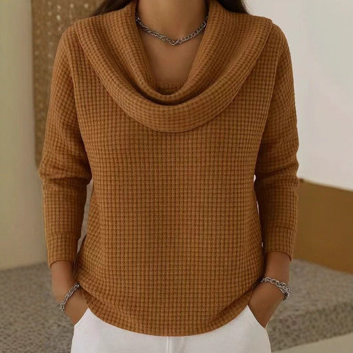Women's Waffle Knit Jumper with Cowl Neck - photo 2