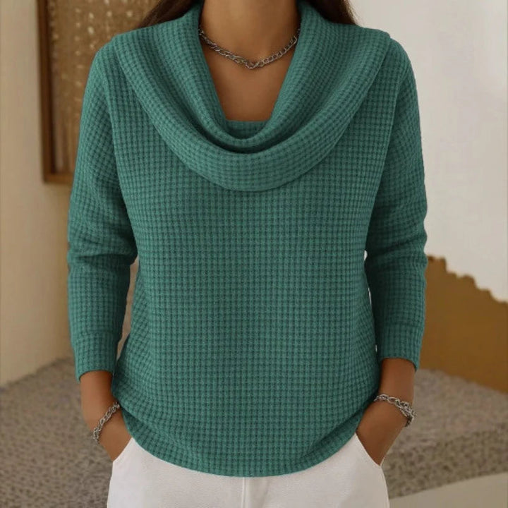 Women's Waffle Knit Jumper with Cowl Neck - photo 3