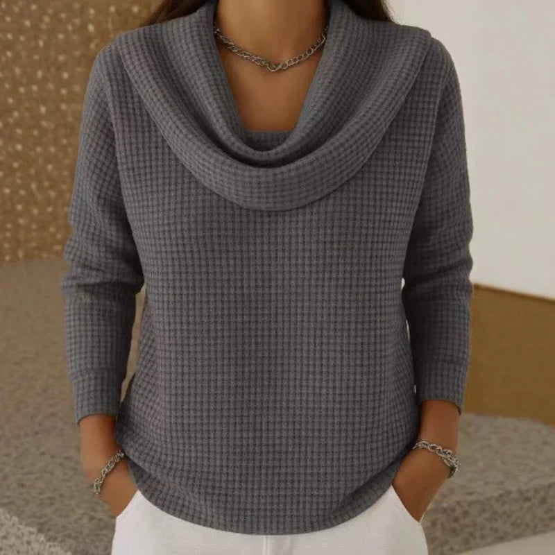Women's Waffle Knit Jumper with Cowl Neck - photo 4