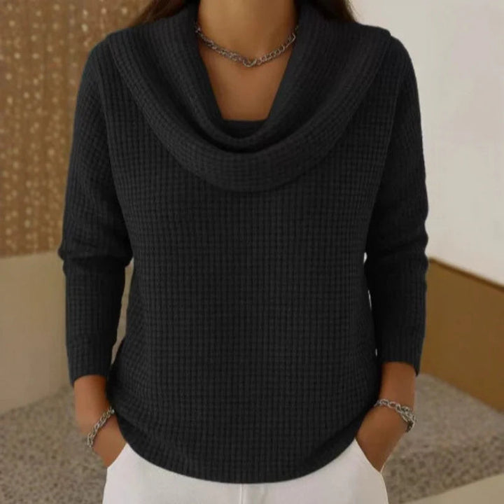 Women's Waffle Knit Jumper with Cowl Neck - photo 5