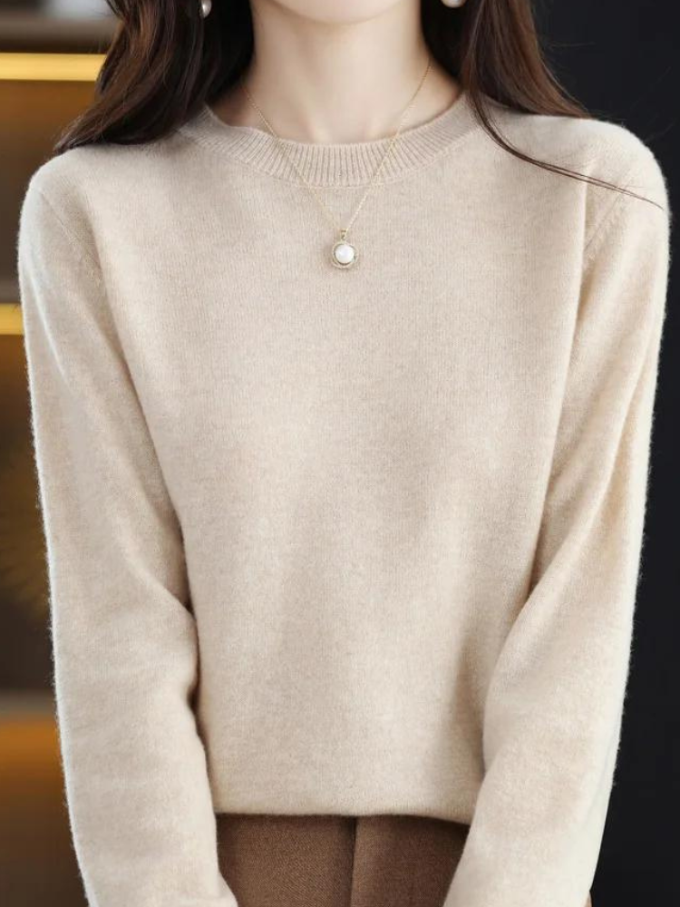 Women's Knitted Crew Neck Jumper with Long Sleeves - photo 1