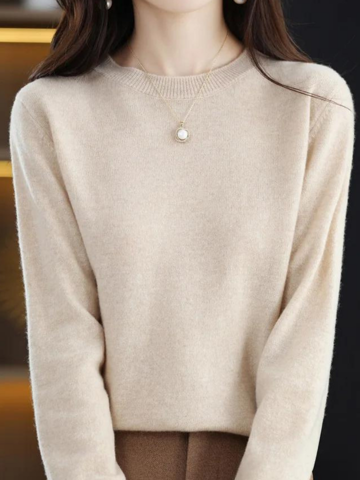 Women's Knitted Crew Neck Jumper with Long Sleeves - photo 1