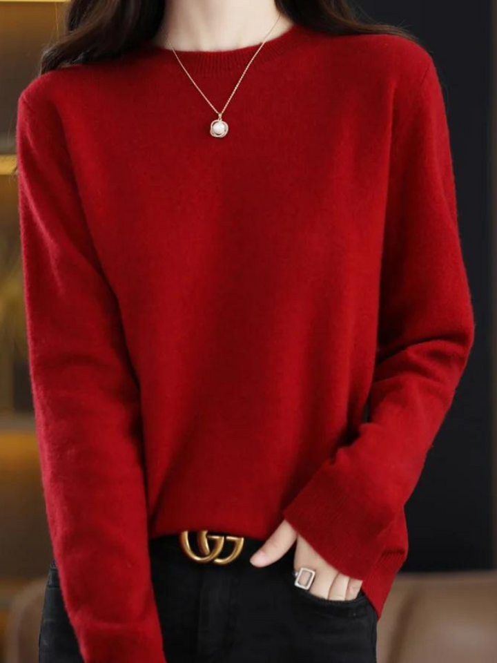 Women's Knitted Crew Neck Jumper with Long Sleeves - photo 11