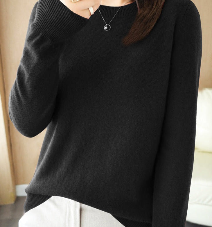 Women's Knitted Crew Neck Jumper with Long Sleeves - photo 2