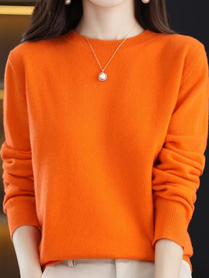 Women's Knitted Crew Neck Jumper with Long Sleeves - photo 4