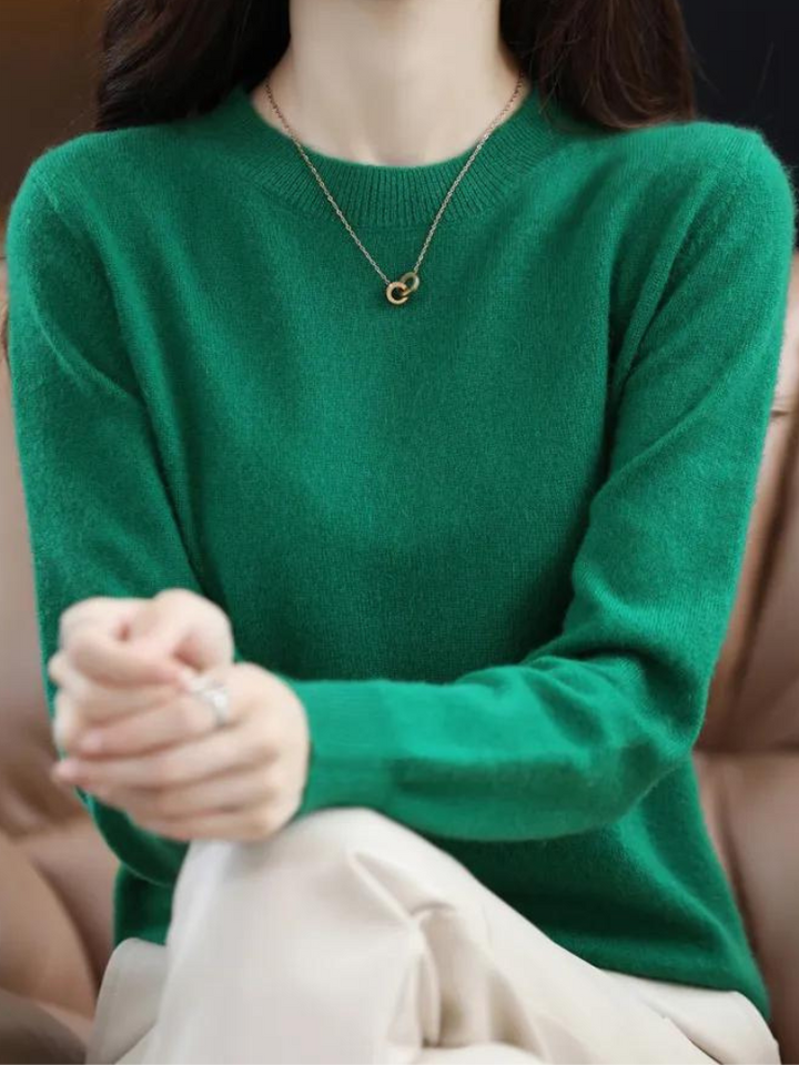 Women's Knitted Crew Neck Jumper with Long Sleeves - photo 5