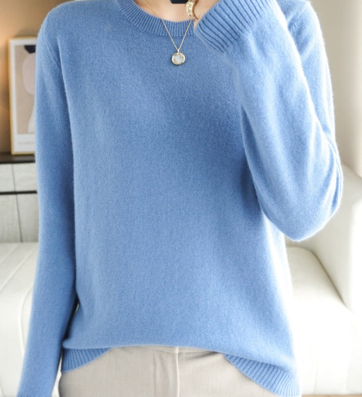 Women's Knitted Crew Neck Jumper with Long Sleeves - photo 6