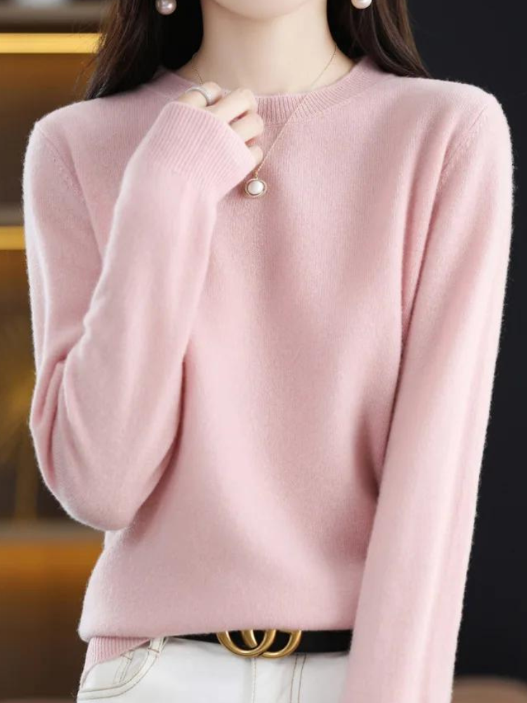 Women's Knitted Crew Neck Jumper with Long Sleeves - photo 8