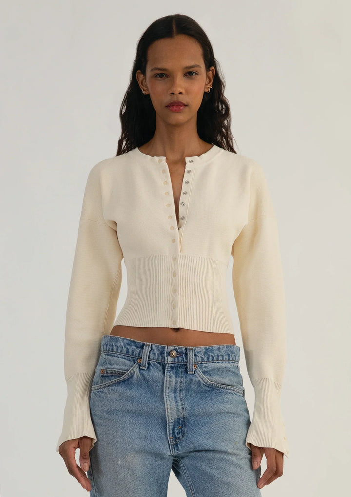 Women's Knitted Cropped Cardigan with Button Front - photo 3