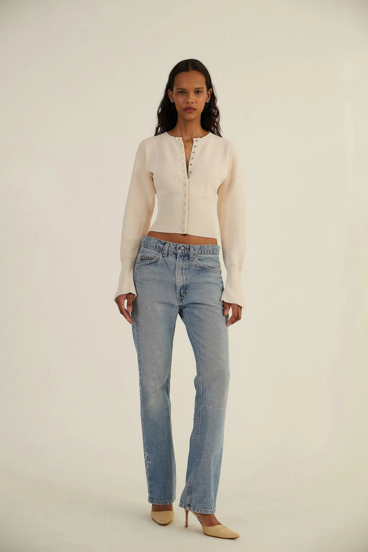 Women's Knitted Cropped Cardigan with Button Front - photo 4