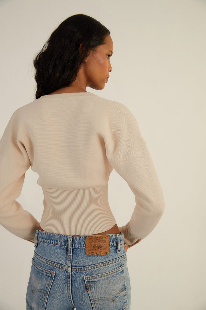 Women's Knitted Cropped Cardigan with Button Front - photo 5