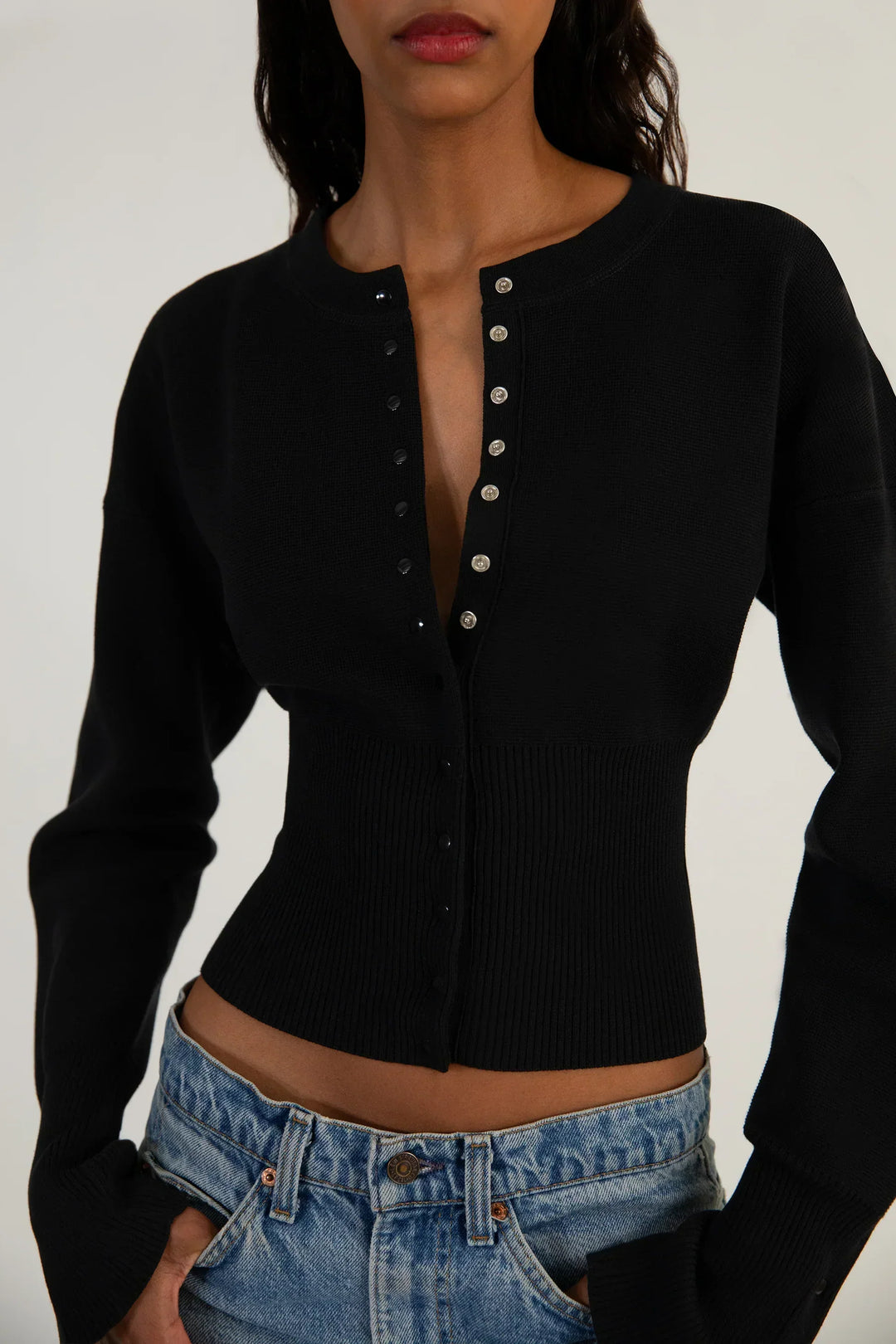 Women's Knitted Cropped Cardigan with Button Front - photo 6