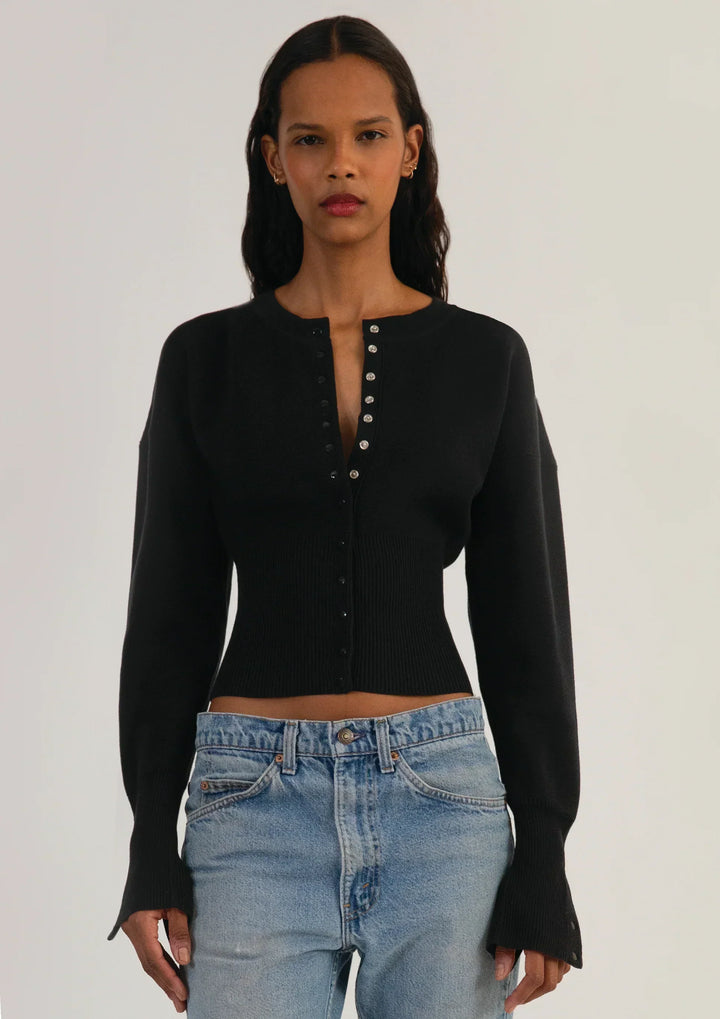 Women's Knitted Cropped Cardigan with Button Front - photo 7