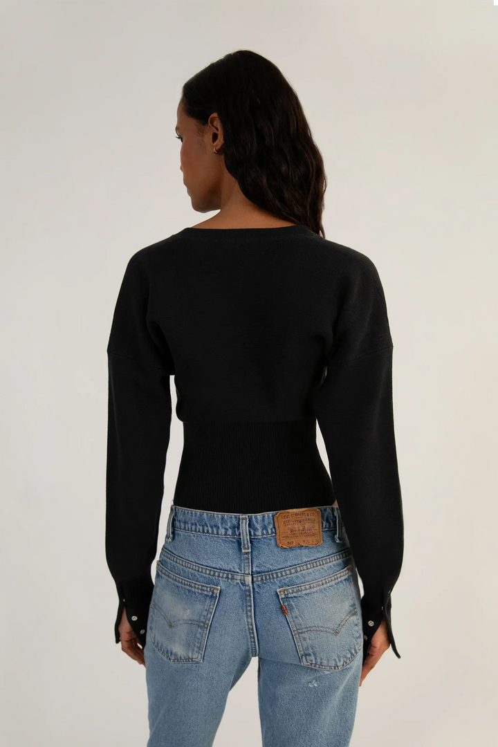 Women's Knitted Cropped Cardigan with Button Front - photo 8