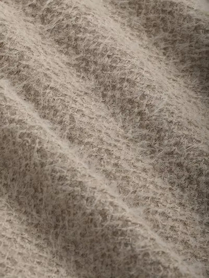 Women's Knitted Cropped Jumper with Long Sleeves - photo 6