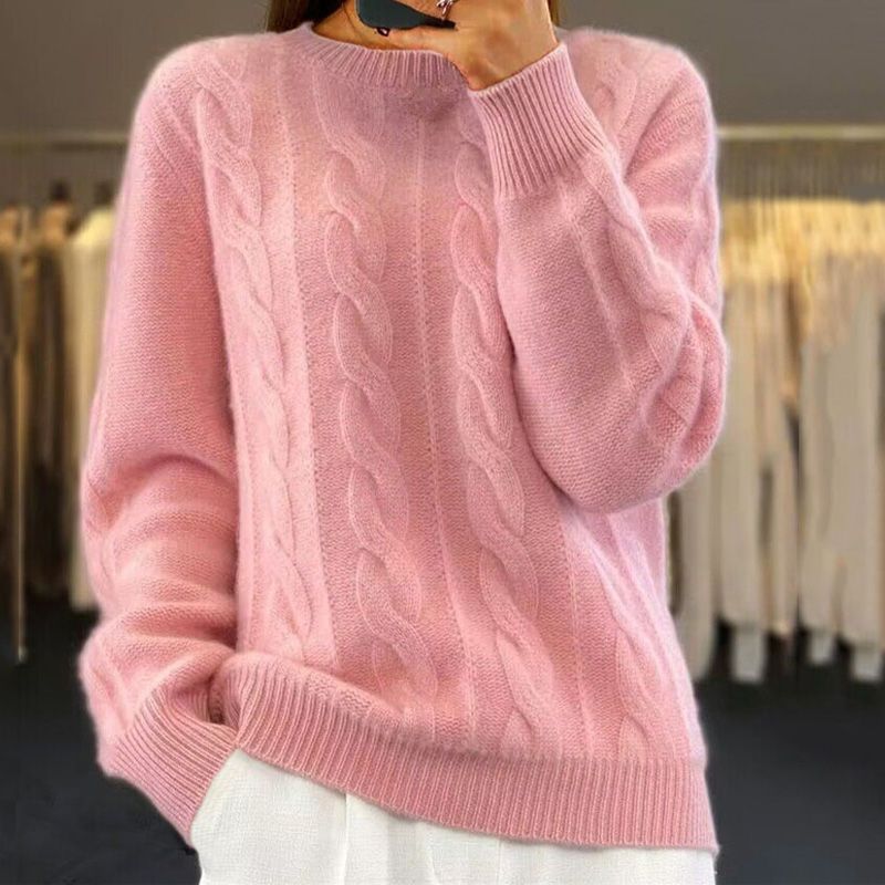 Women's Cable Knit Jumper with Crew Neck - photo 4