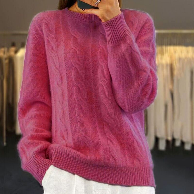 Women's Cable Knit Jumper with Crew Neck - photo 6