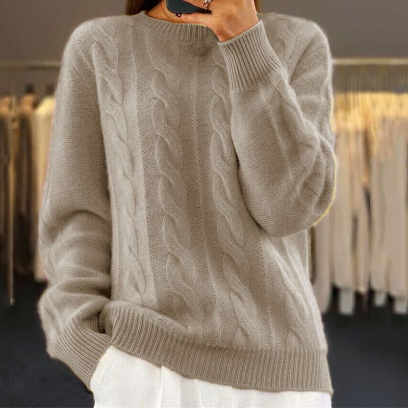 Women's Cable Knit Jumper with Crew Neck - photo 8