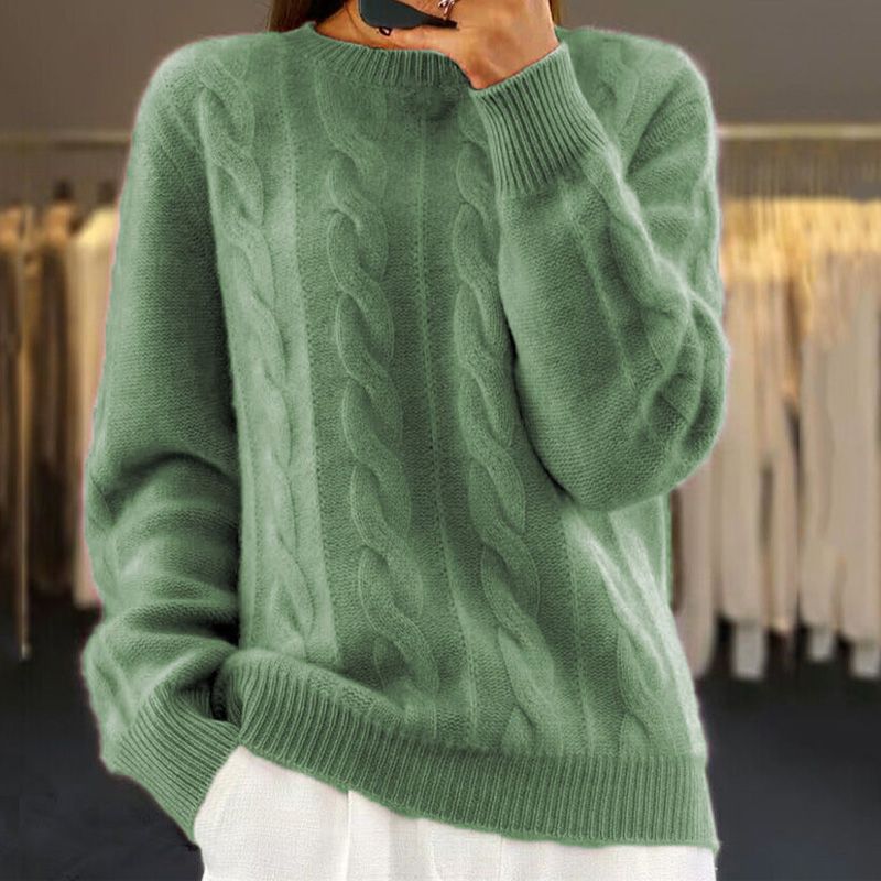 Women's Cable Knit Jumper with Crew Neck - photo 9