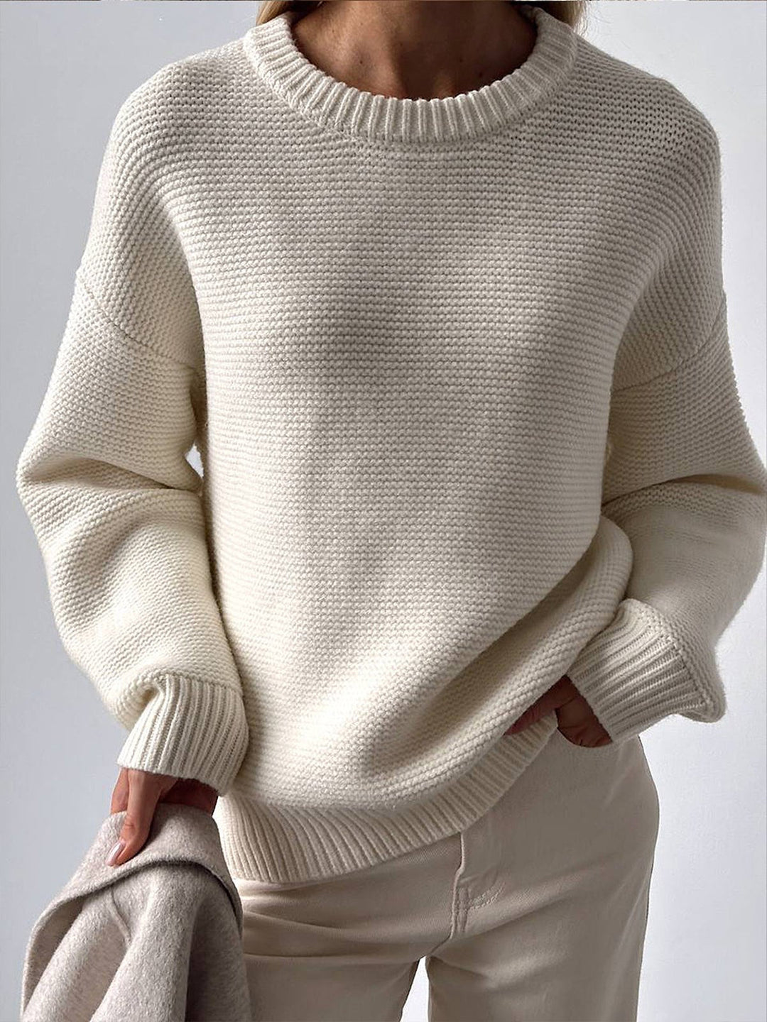 Women's Knitted Jumper in White - photo 1