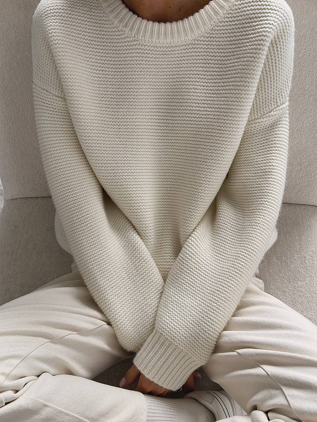 Women's Knitted Jumper in White - photo 3
