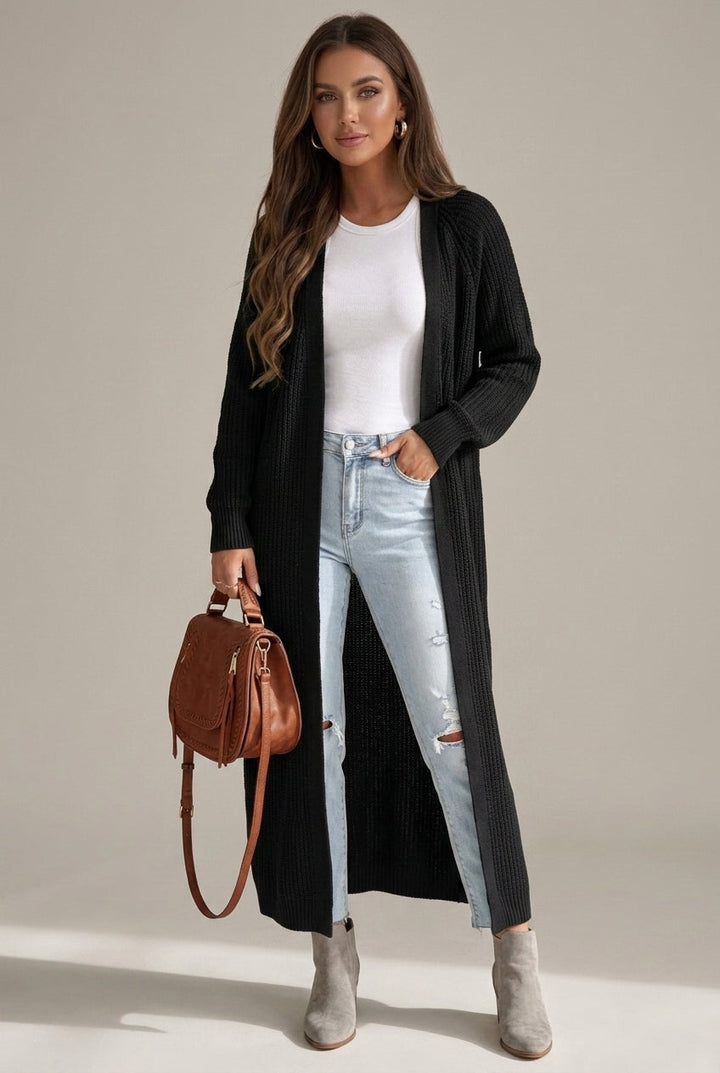 Women's Knitted Long Sleeve Ribbed Cuffs Cardigan - photo 2