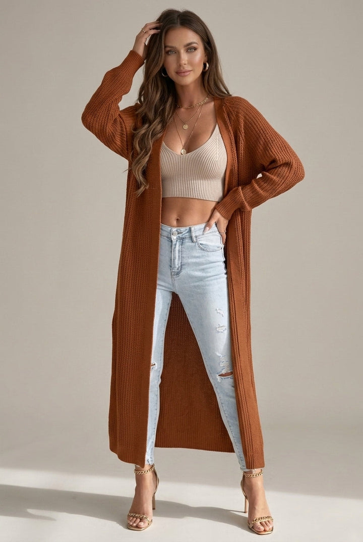 Women's Knitted Long Sleeve Ribbed Cuffs Cardigan - photo 3