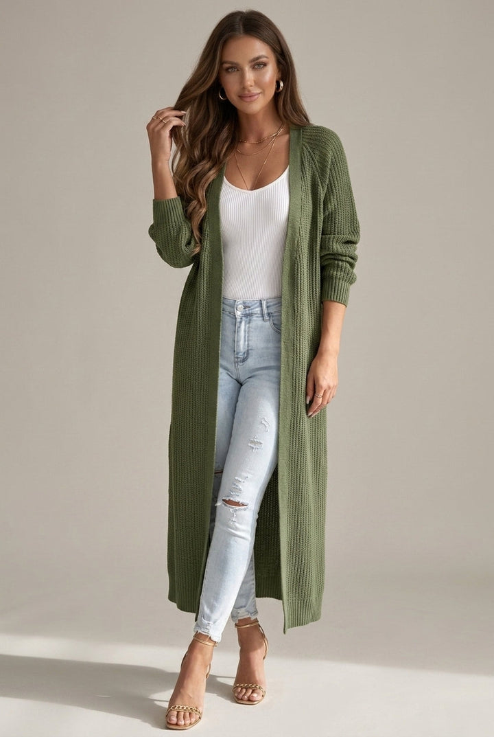 Women's Knitted Long Sleeve Ribbed Cuffs Cardigan - photo 4
