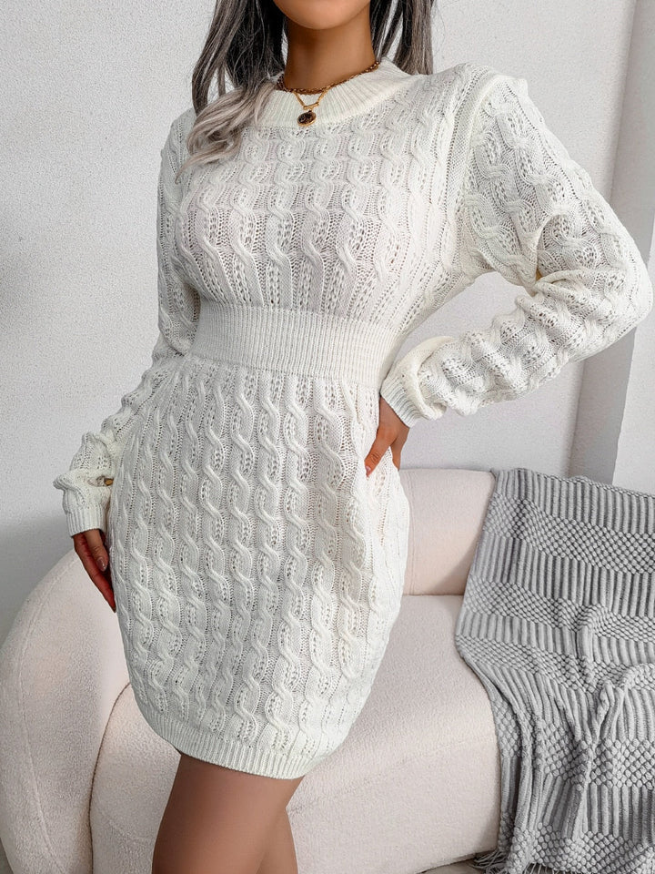 Women's Knitted Long Sleeve Mini Dress - photo 3
