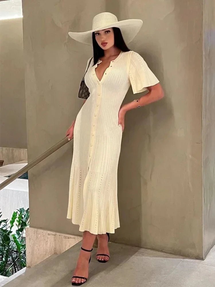 Women's Knitted Pleated Midi Dress - photo 1