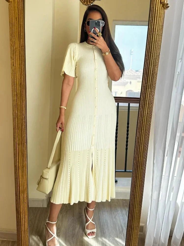 Women's Knitted Pleated Midi Dress - photo 6