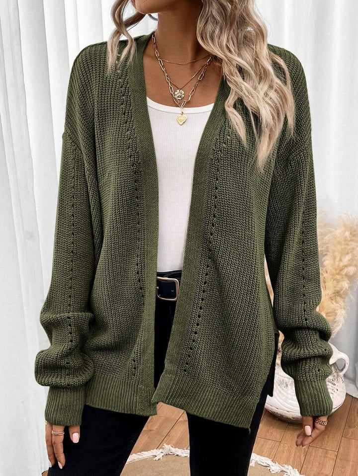 Women's Knitted Relaxed Cardigan in Army Green - photo 1