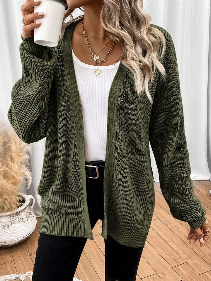 Women's Knitted Relaxed Cardigan in Army Green - photo 5