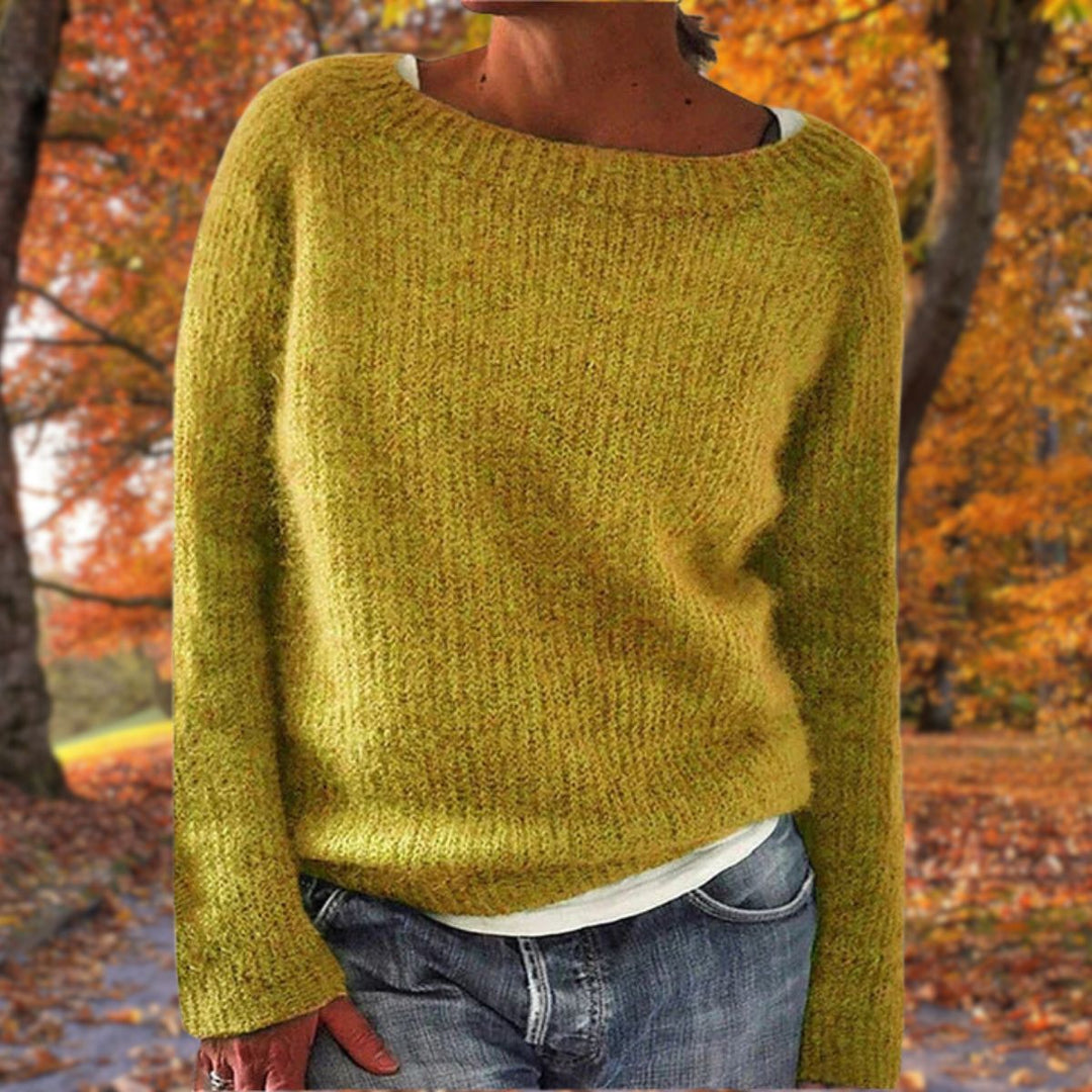 Women's Knitted Relaxed Jumper with Collar - photo 1