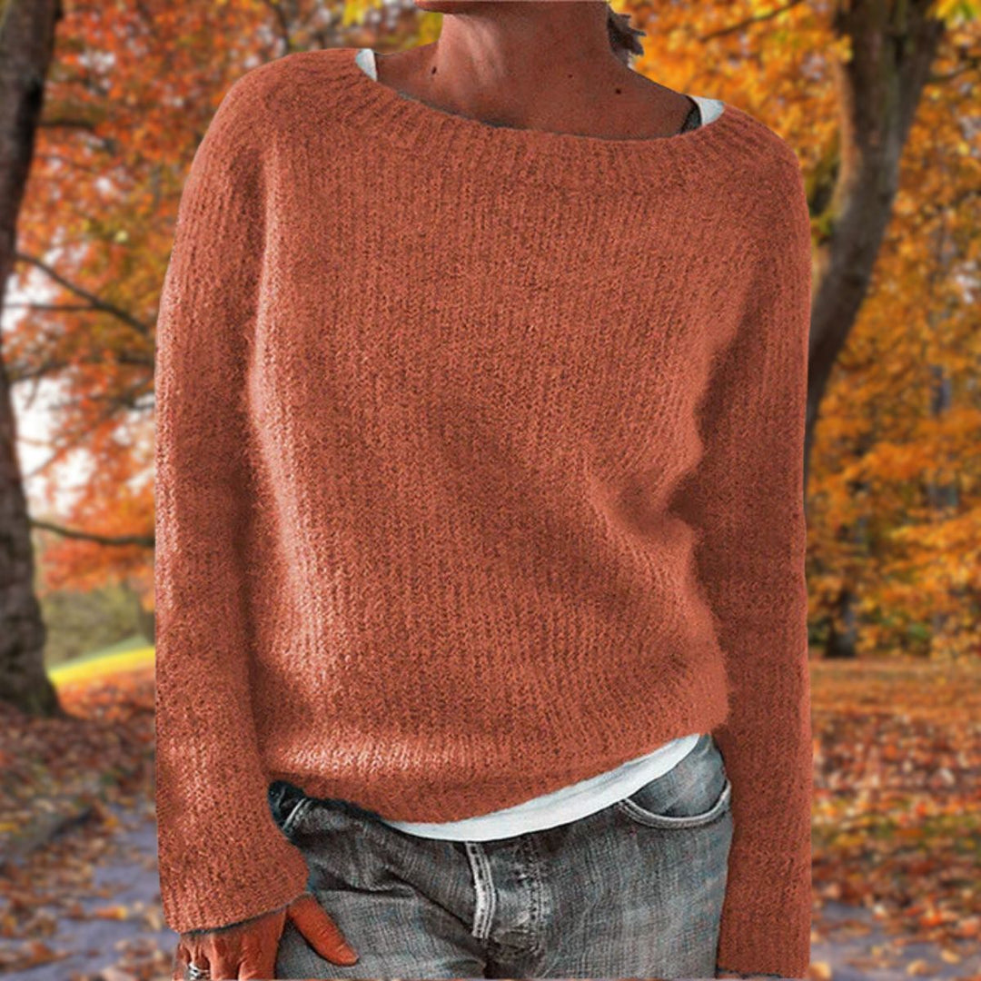 Women's Knitted Relaxed Jumper with Collar - photo 7