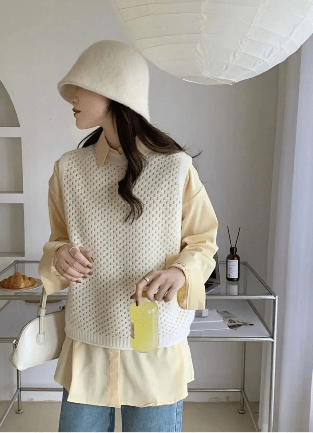 Women's Open Knit Sleeveless Jumper with Crew Neck - photo 3