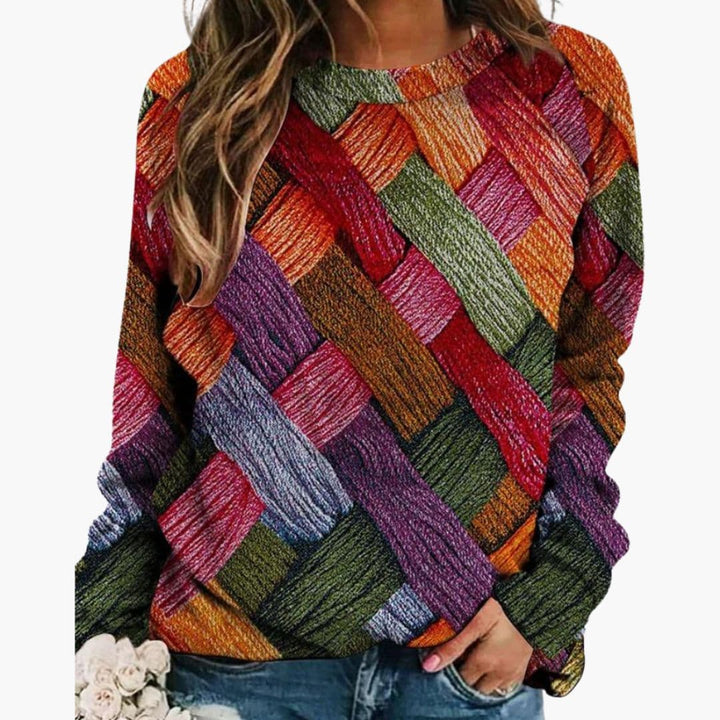 Women's Diamond Pattern Knit Jumper with Crew Neck - photo 3